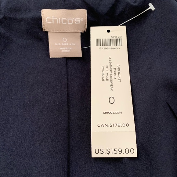 CHICO’S blue striped rain jacket - Picture 7 of 9